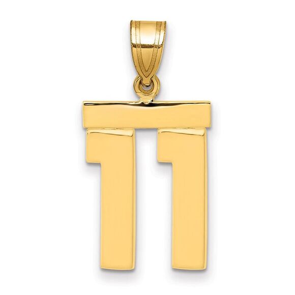 14k Yellow Gold, Athletic Collection Medium Polished Number 11 Pendant - Picture 1 of 3